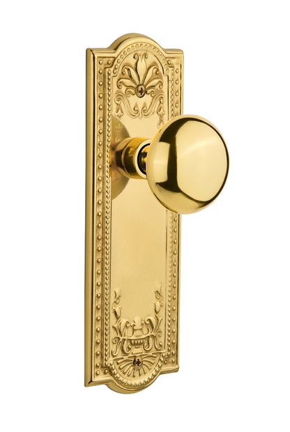 Nostalgic Warehouse Meadows Plate with New York Knob - Polished Brass/Unlacquered Brass 