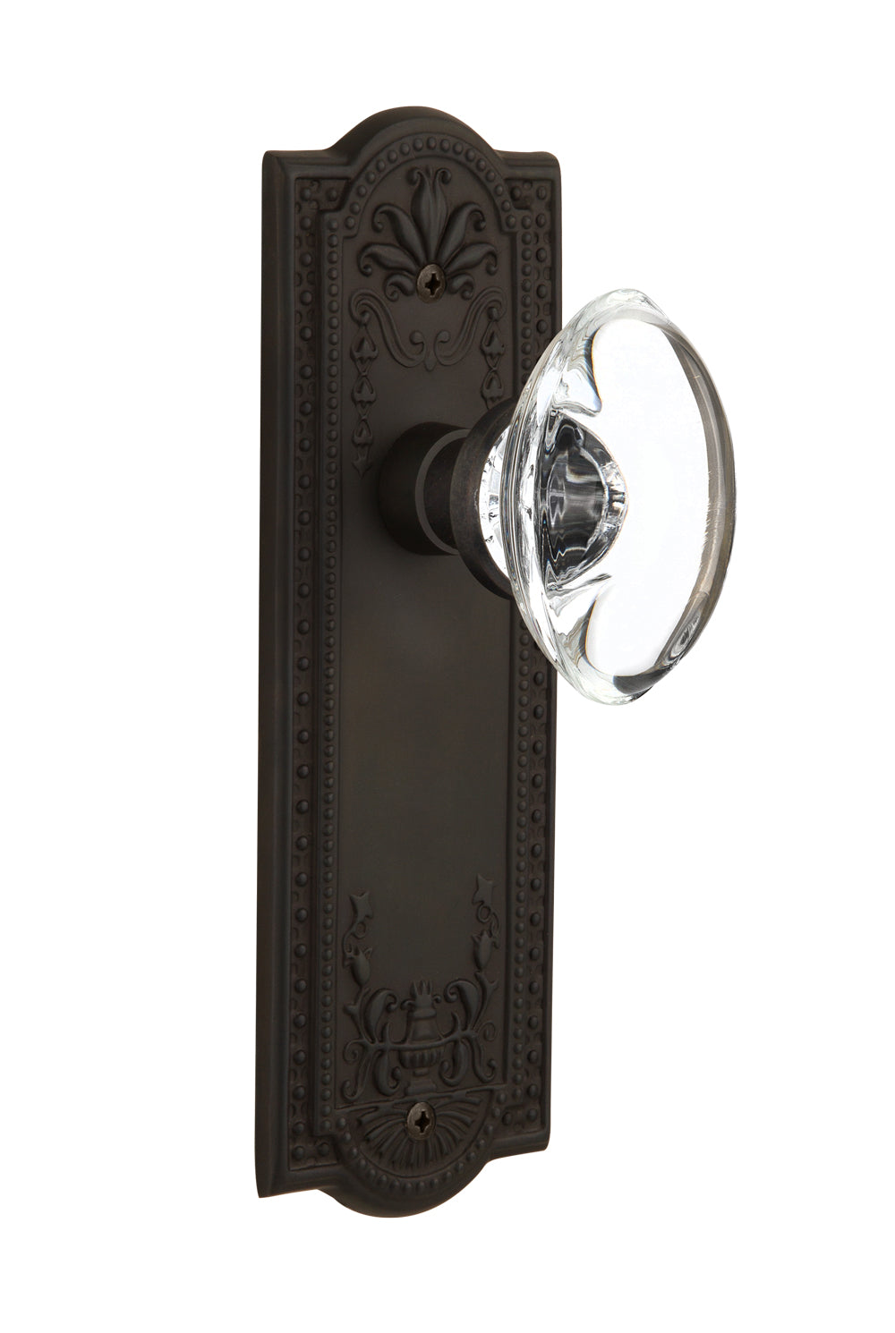 Nostalgic Warehouse Meadows Plate with Oval Clear Crystal Knob - Oil-Rubbed Bronze