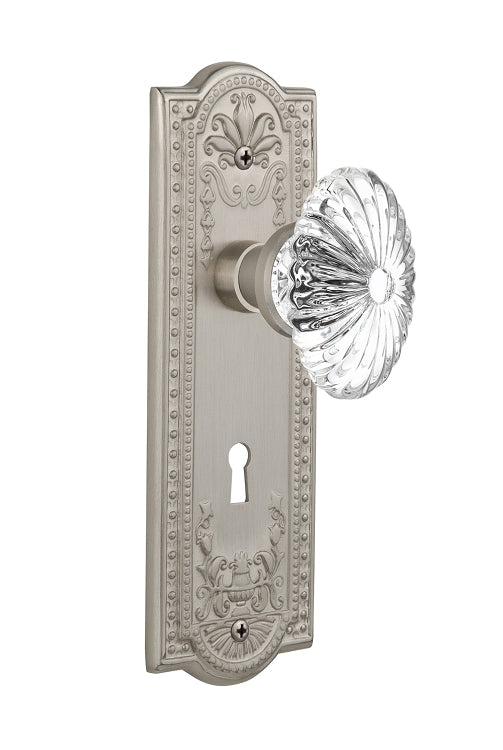Nostalgic Warehouse Meadows Plate with Oval Fluted Crystal Knob - Mortise Lock