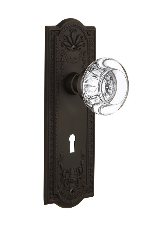 Nostalgic Warehouse Meadows Plate with Round Clear Crystal Knob - Mortise Lock