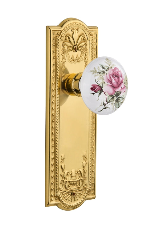 Nostalgic Warehouse Meadows Plate with White/Rose Porcelain Knob