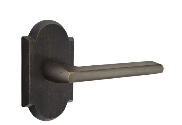 Emtek Sandcast Bronze Lariat Lever - Style 1 Rosette - Medium Bronze