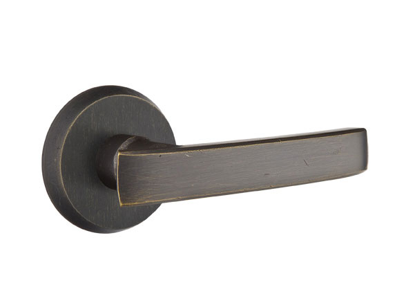 Emtek Sandcast Bronze Yuma Lever - Style 2 Rosette - Medium Bronze