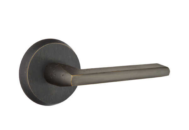 Emtek Sandcast Bronze Lariat Lever - Style 2 Rosette - Medium Bronze