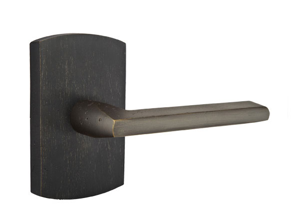 Emtek Sandcast Bronze Lariat Lever - Style 4 Rosette - Medium Bronze