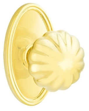 Emtek Melon Knob with Oval Rosette - Polished Brass