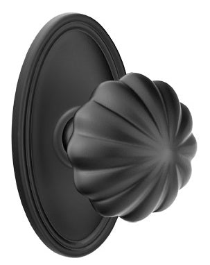 Emtek Melon Knob with Oval Rosette - Flat Black