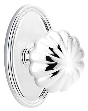 Emtek Melon Knob with Oval Rosette - Polished Nickel