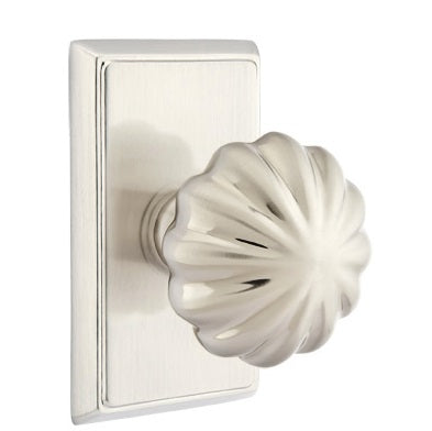 Emtek Melon Knob with Rectangular Rosette - Satin Nickel