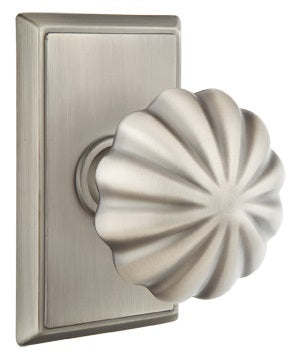 Emtek Melon Knob with Rectangular Rosette - Pewter
