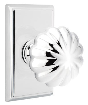 Emtek Melon Knob with Rectangular Rosette - Polished Chrome