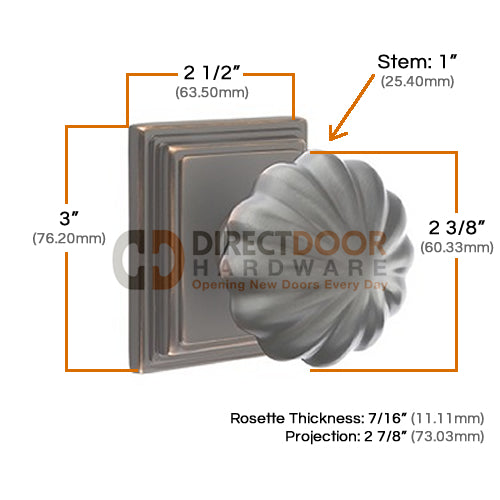 Emtek Melon Knob With Wilshire Rosette Specs