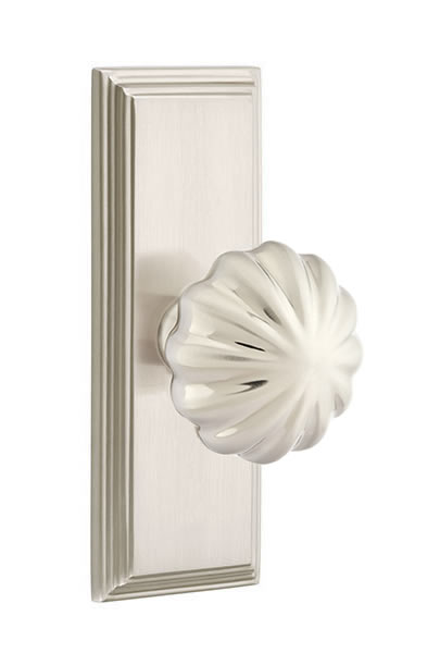 Emtek Melon Knob with 7 Inch Wilshire Sideplate