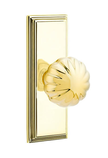 Emtek Melon Knob with 7 Inch Wilshire Sideplate