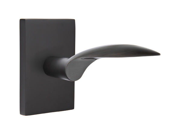 Emtek Mercury Lever Flat Black-Modern Rectangular Rosette