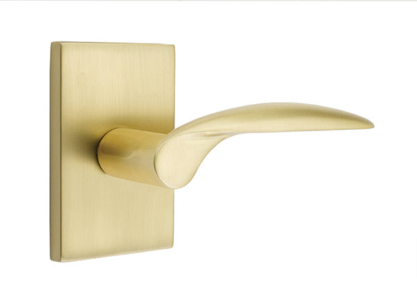 Emtek Mercury Lever Satin Brass-Modern Rectangular Rosette