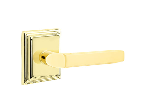 Emtek Milano Lever Polished Brass-Wilshire Rosette