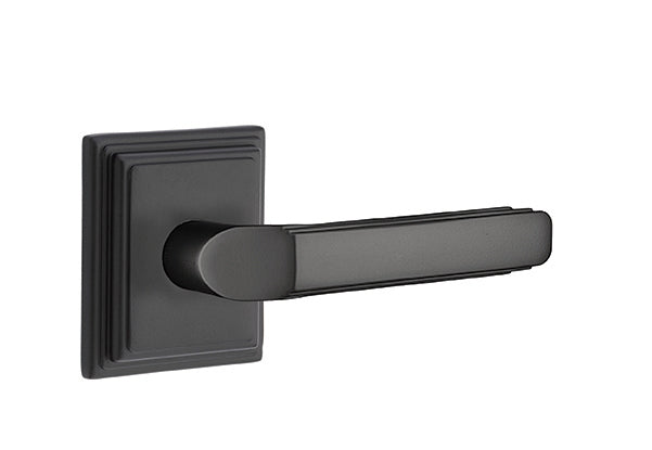 Emtek Milano Lever Flat Black-Wilshire Rosette