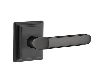 Emtek Milano Lever Flat Black-Wilshire Rosette