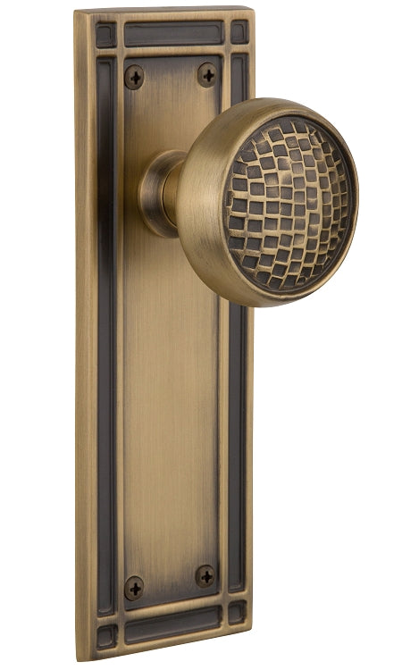 Nostalgic Warehouse Craftsman Knob with Mission Plate - Antique brass ( All Mortise Come W/ Keyhole )