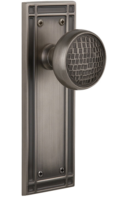 Nostalgic Warehouse Craftsman Knob with Mission Plate - Antique pewter ( All Mortise Come W/ Keyhole )