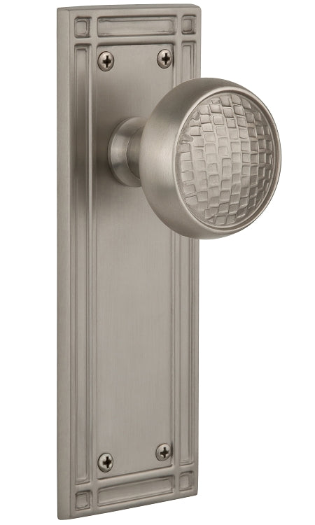 Nostalgic Warehouse Craftsman Knob with Mission Plate - Satin nickel ( All Mortise Come W/ Keyhole )