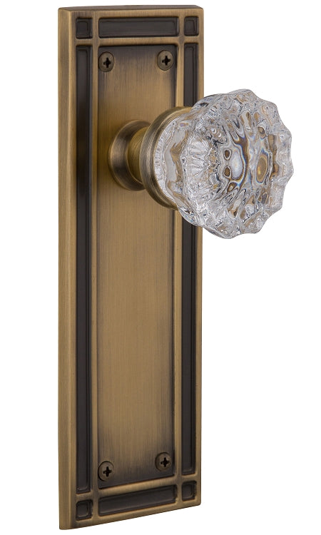 Nostalgic Warehouse Crystal Knob with Mission Plate - Antique brass