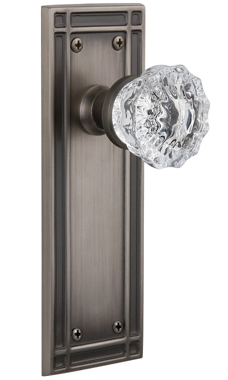 Nostalgic Warehouse Crystal Knob with Mission Plate - Antique Pewter ( All Mortise Come W/ Keyhole )