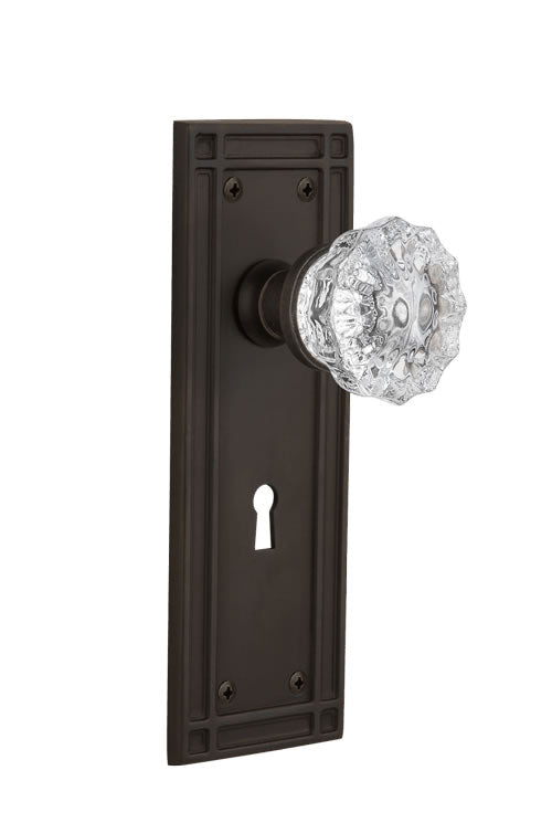 Nostalgic Warehouse Crystal Knob with Mission Plate ( All Mortise Come W/ Keyhole )