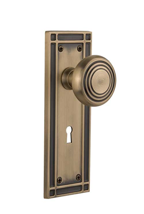 Nostalgic Warehouse Deco Knob with Mission Plate - Antique Brass