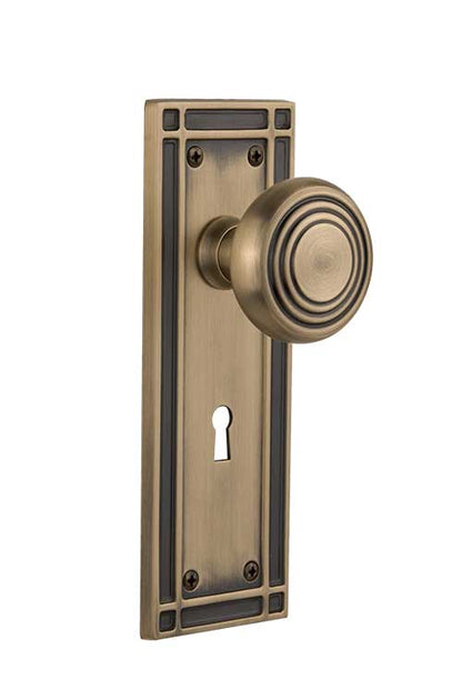 Nostalgic Warehouse Deco Knob with Mission Plate - Antique Brass