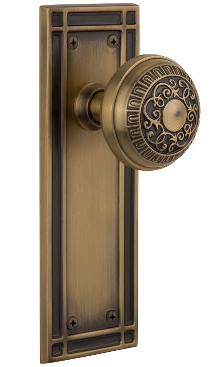 Nostalgic Warehouse Egg & Dart Knob with Mission Plate - Antique brass