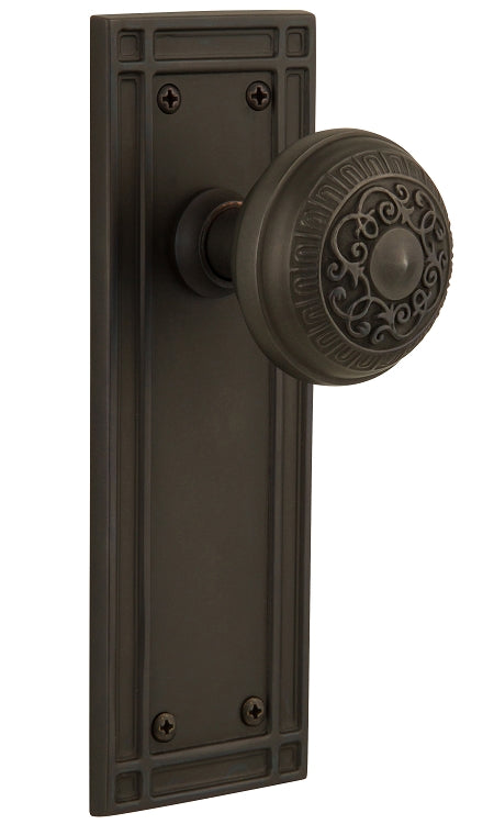 Nostalgic Warehouse Egg & Dart Knob with Mission Plate - Oil rubbed bronze ( All Mortise Come W/ Keyhole )