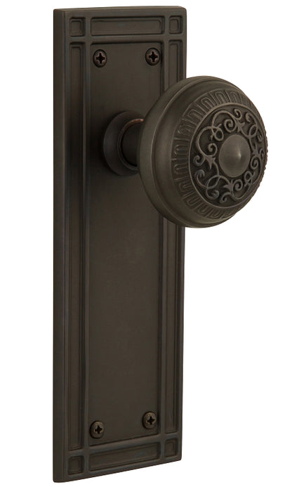 Nostalgic Warehouse Egg & Dart Knob with Mission Plate - Oil rubbed bronze ( All Mortise Come W/ Keyhole )