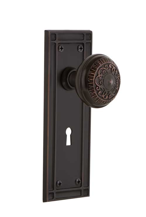 Nostalgic Warehouse Egg & Dart Knob with Mission Plate - Timeless Bronze