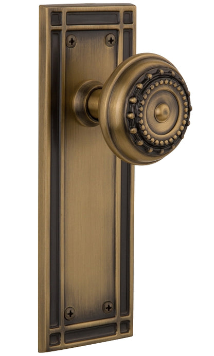 Nostalgic Warehouse Meadows Knob with Mission Plate - Antique brass ( All Mortise Come W/ Keyhole )