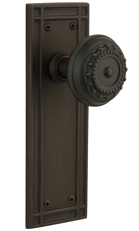 Nostalgic Warehouse Meadows Knob with Mission Plate - Oil rubbed bronze ( All Mortise Come W/ Keyhole )