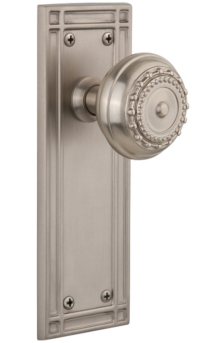 Nostalgic Warehouse Meadows Knob with Mission Plate - Satin nickel ( All Mortise Come W/ Keyhole )