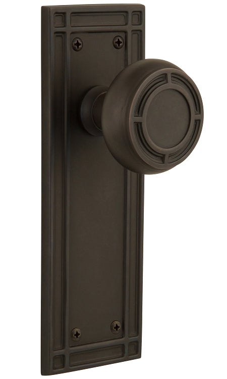 Nostalgic Warehouse Mission Knob with Mission Plate - Oil rubbed bronze ( All Mortise Come W/ Keyhole )
