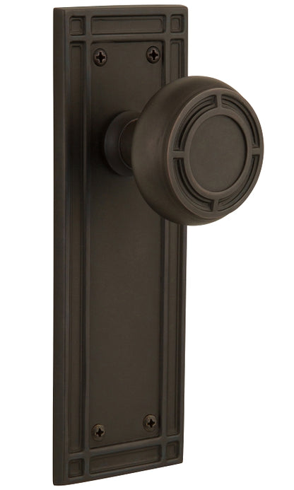 Nostalgic Warehouse Mission Knob with Mission Plate - Oil rubbed bronze ( All Mortise Come W/ Keyhole )