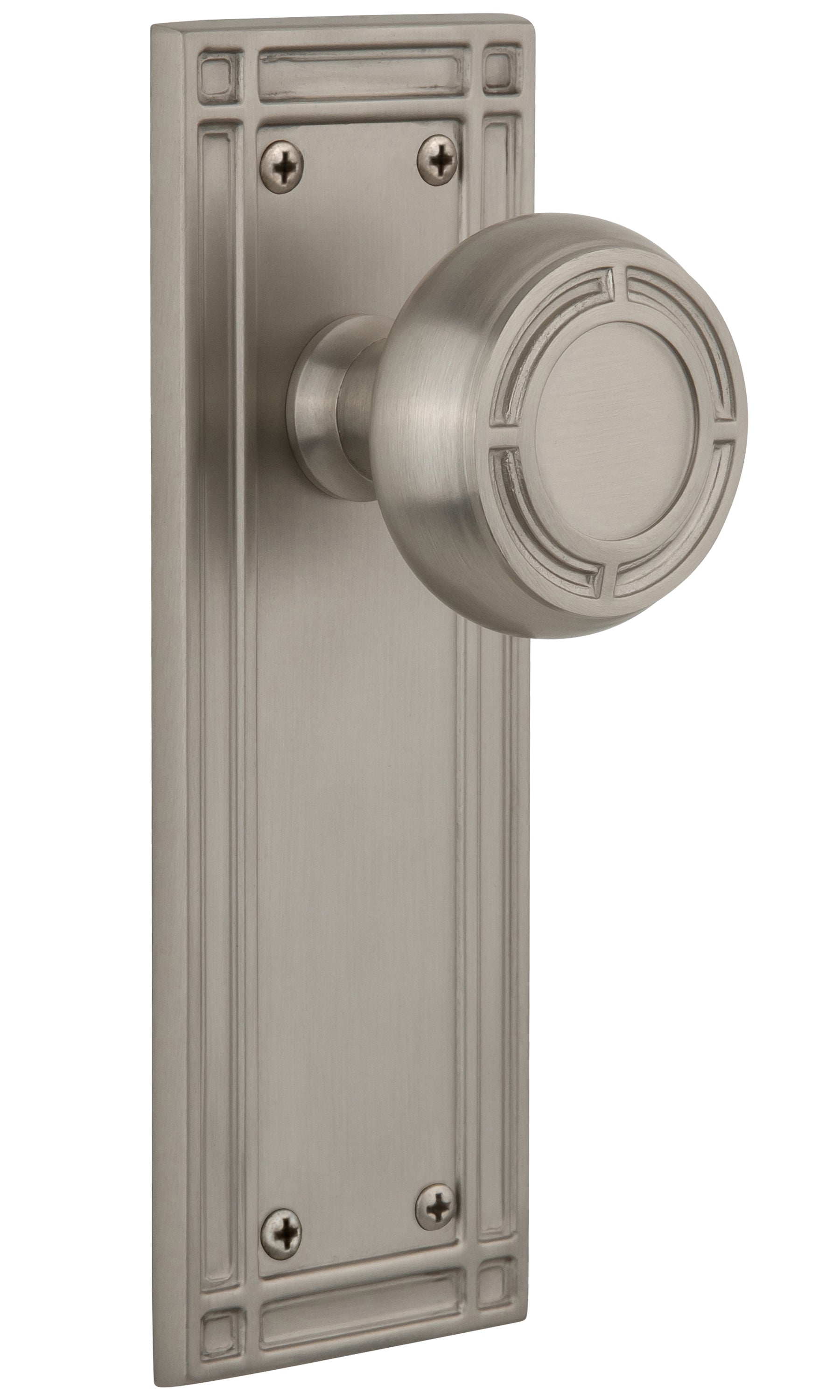 Nostalgic Warehouse Mission Knob with Mission Plate - Satin nickel ( All Mortise Come W/ Keyhole )