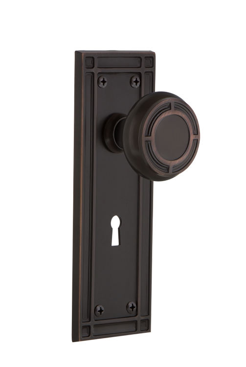 Nostalgic Warehouse Mission Knob with Mission Plate - Timeless Bronze