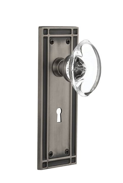 Nostalgic Warehouse Oval Clear Crystal Knob with Mission Plate ( All Mortise Come W/ Keyhole )