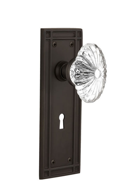 Nostalgic Warehouse Oval Fluted Crystal Knob with Mission Plate ( All Mortise Come W/ Keyhole )