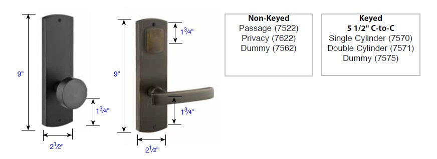Emtek Rectangular Sideplate Measurements