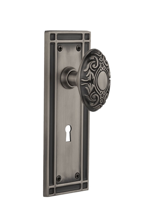 Nostalgic Warehouse Victorian Knob with Mission Plate ( All Mortise Come W/ Keyhole )