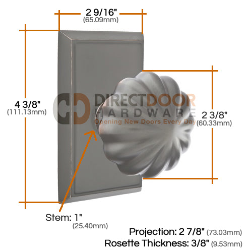 Emtek Melon Knob Specs Rectangular Rosette