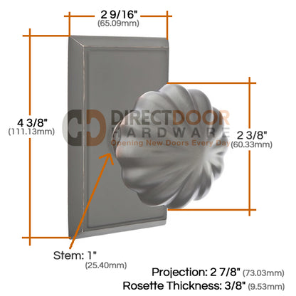 Emtek Melon Knob Specs Rectangular Rosette