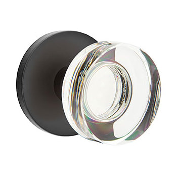 Emtek Disc Crystal Knob with Disk Rosette - Flat Black