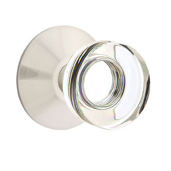 Emtek Square Crystal Knob with Modern Rosette - Satin Nickel